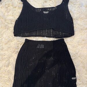⭐️ Prada Black Crochet Matching Skirt and Top ⭐️